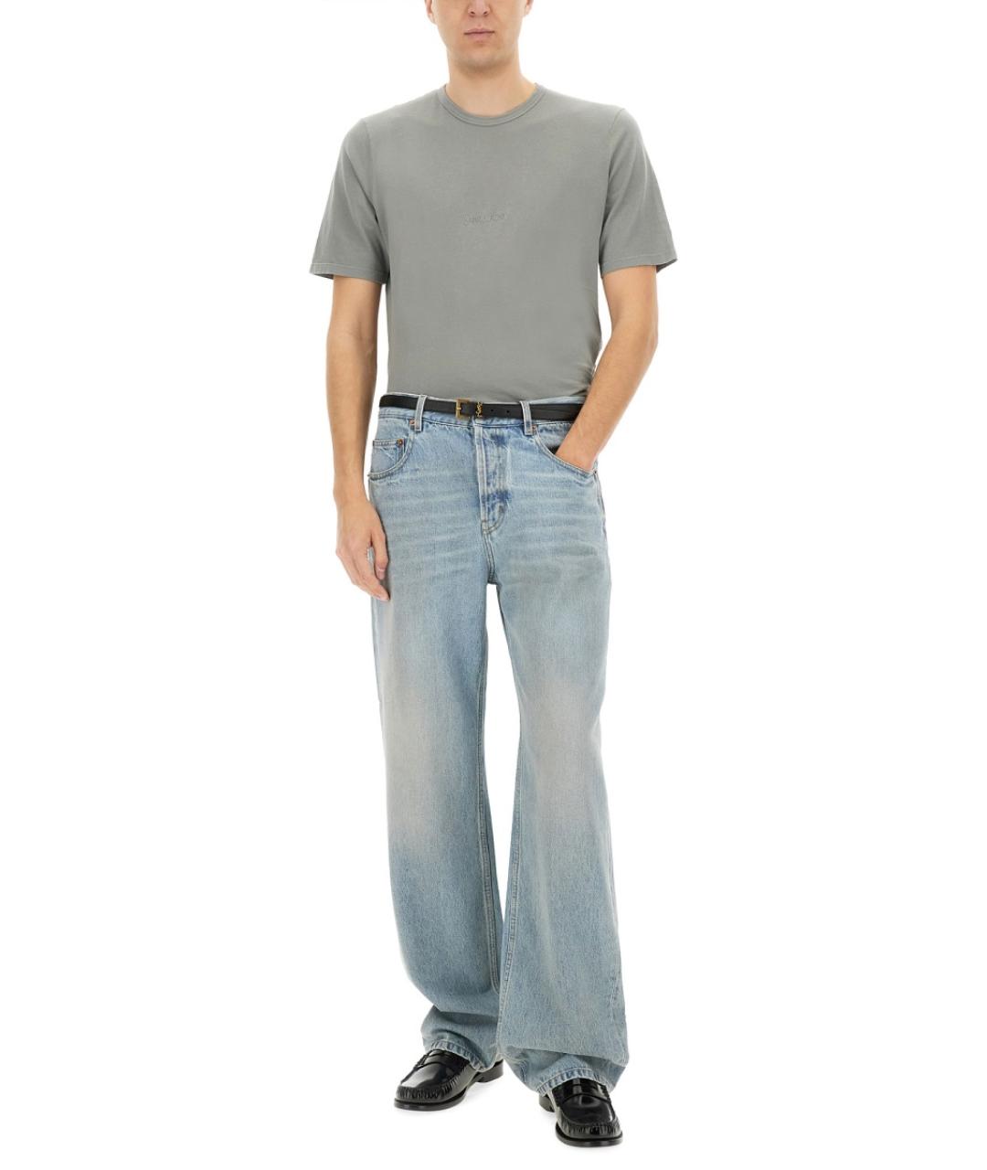 SAINT LAURENT Серая хлопковая футболка, фото 2