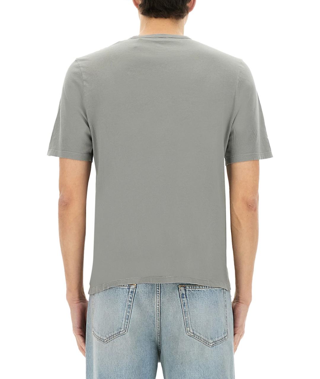 SAINT LAURENT Серая хлопковая футболка, фото 3
