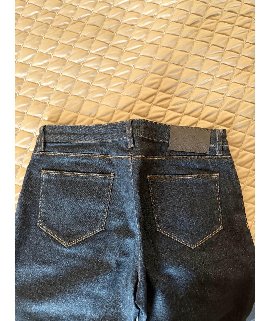 PRADA Темно-синие хлопковые прямые джинсы, фото 5