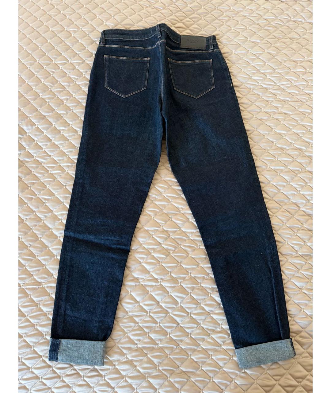 PRADA Темно-синие хлопковые прямые джинсы, фото 2