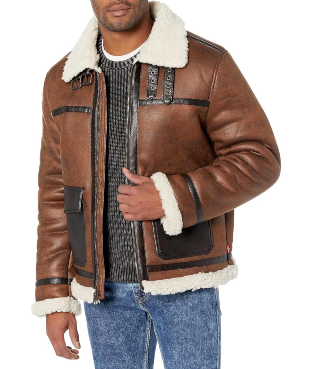 LEVI'S Коричневая полиэстеровая дубленка/шуба, фото 2