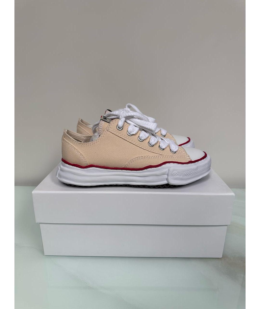 MAISON MIHARA YASUHIRO Бежевые текстильные низкие кроссовки / кеды, фото 2