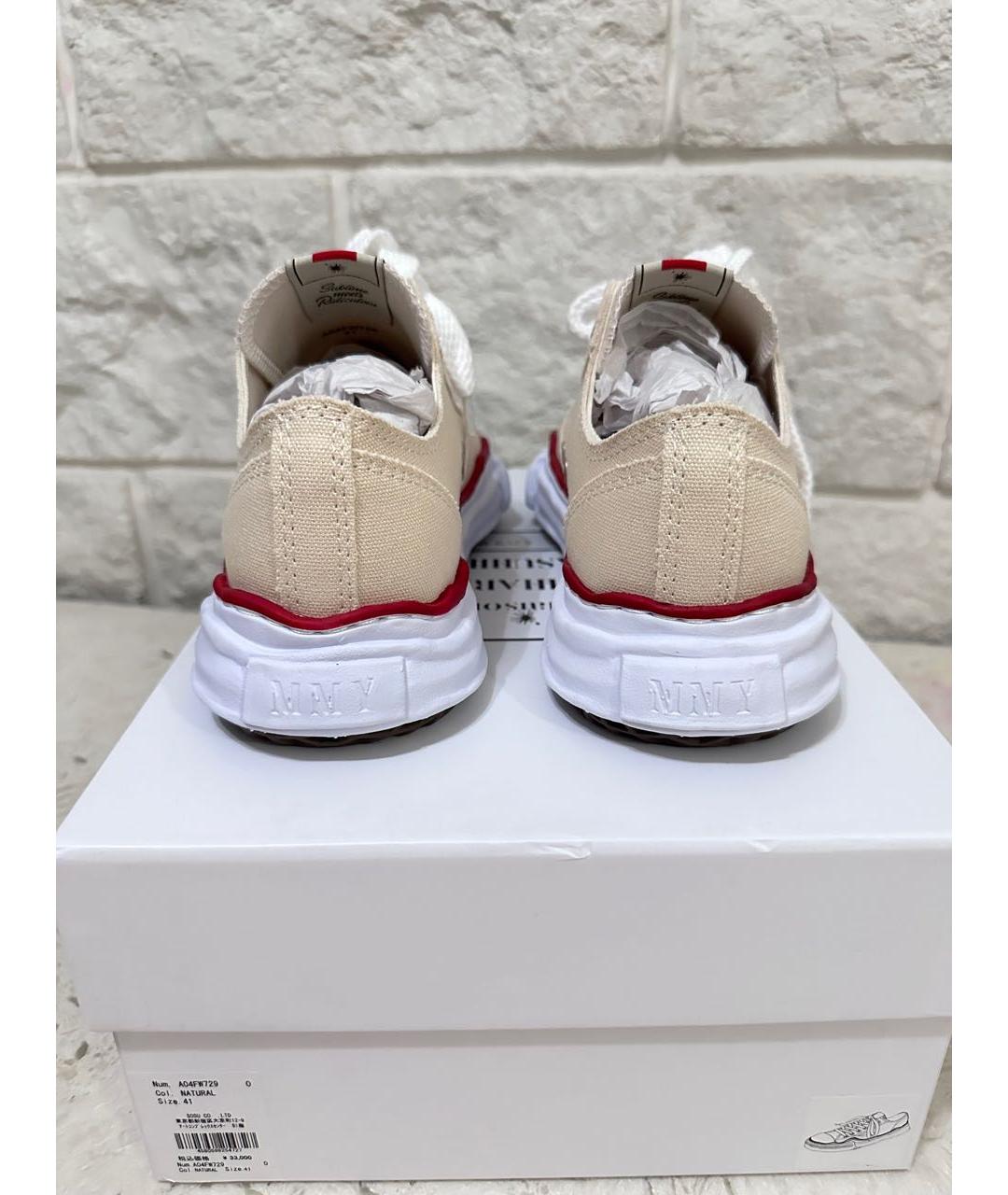 MAISON MIHARA YASUHIRO Бежевые текстильные низкие кроссовки / кеды, фото 3