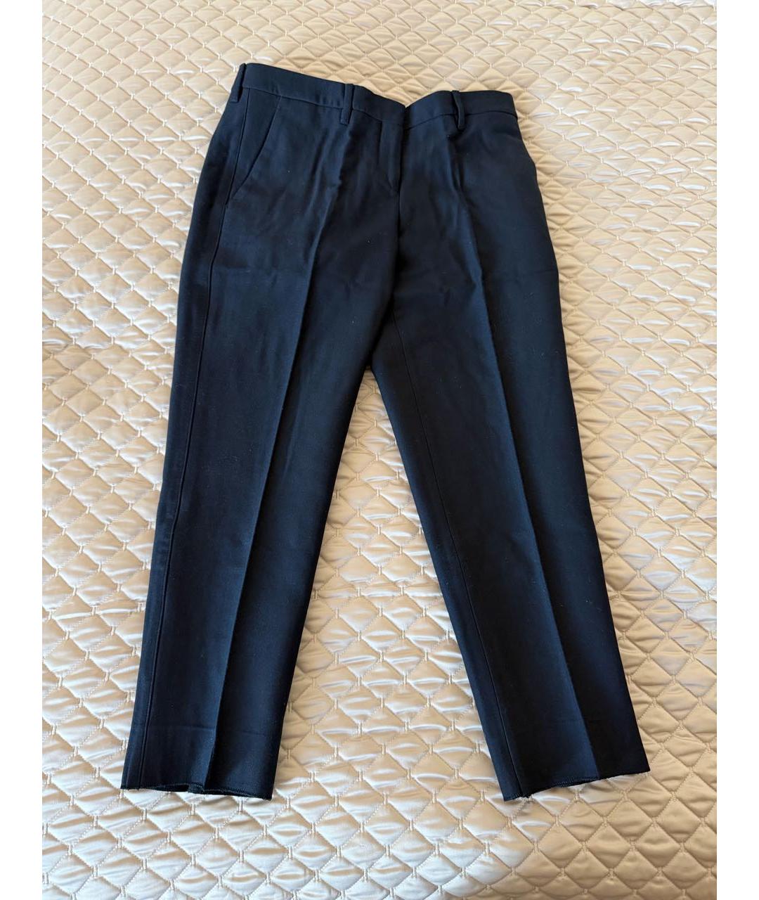 MIU MIU Темно-синие хлопковые прямые брюки, фото 5