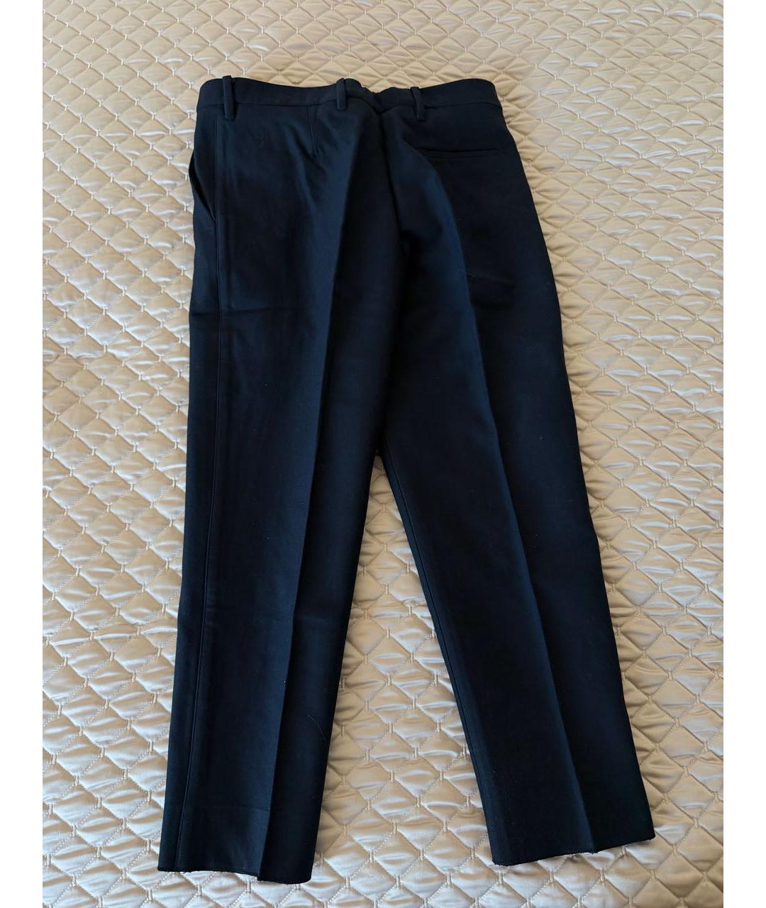 MIU MIU Темно-синие хлопковые прямые брюки, фото 2