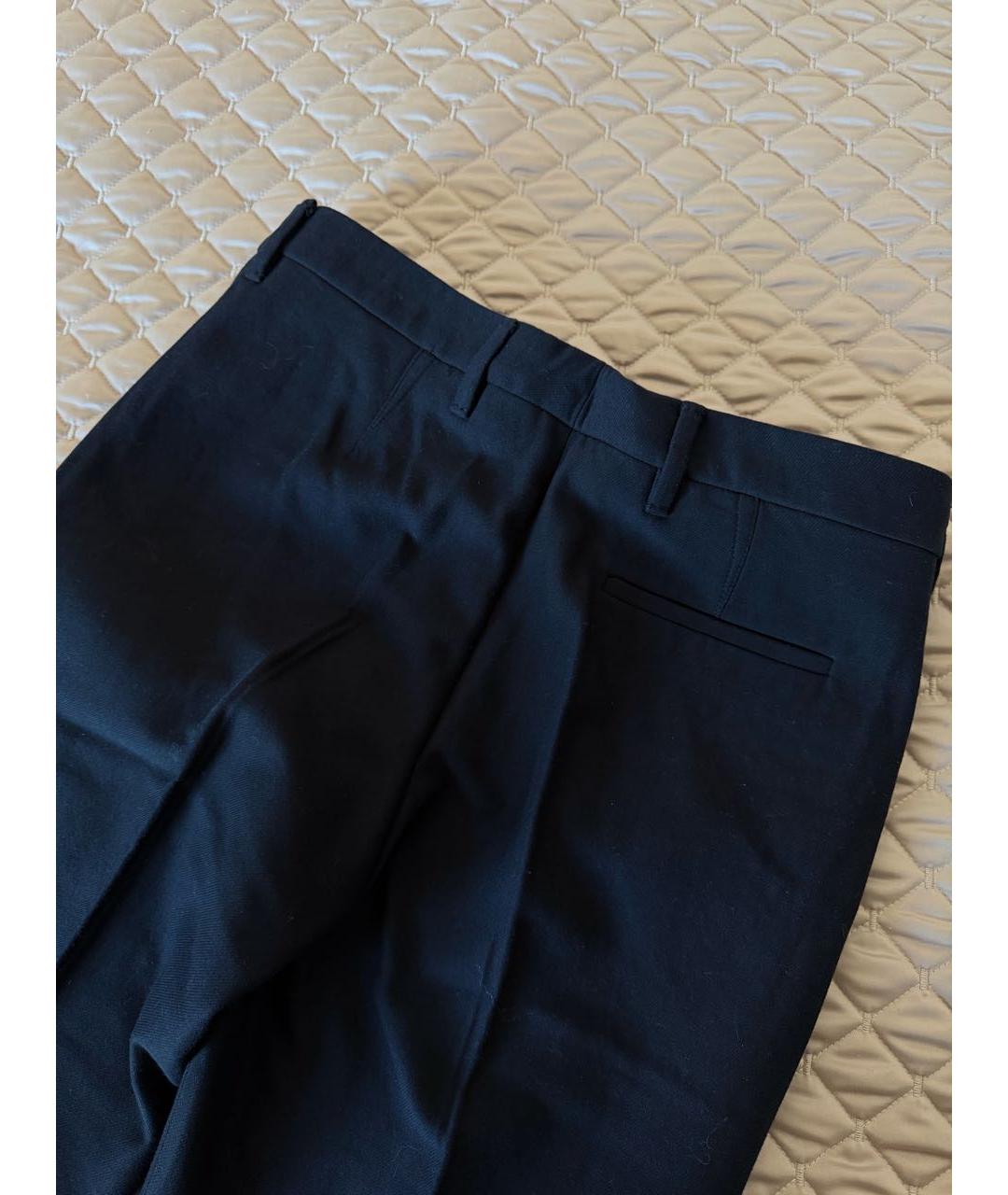 MIU MIU Темно-синие хлопковые прямые брюки, фото 3