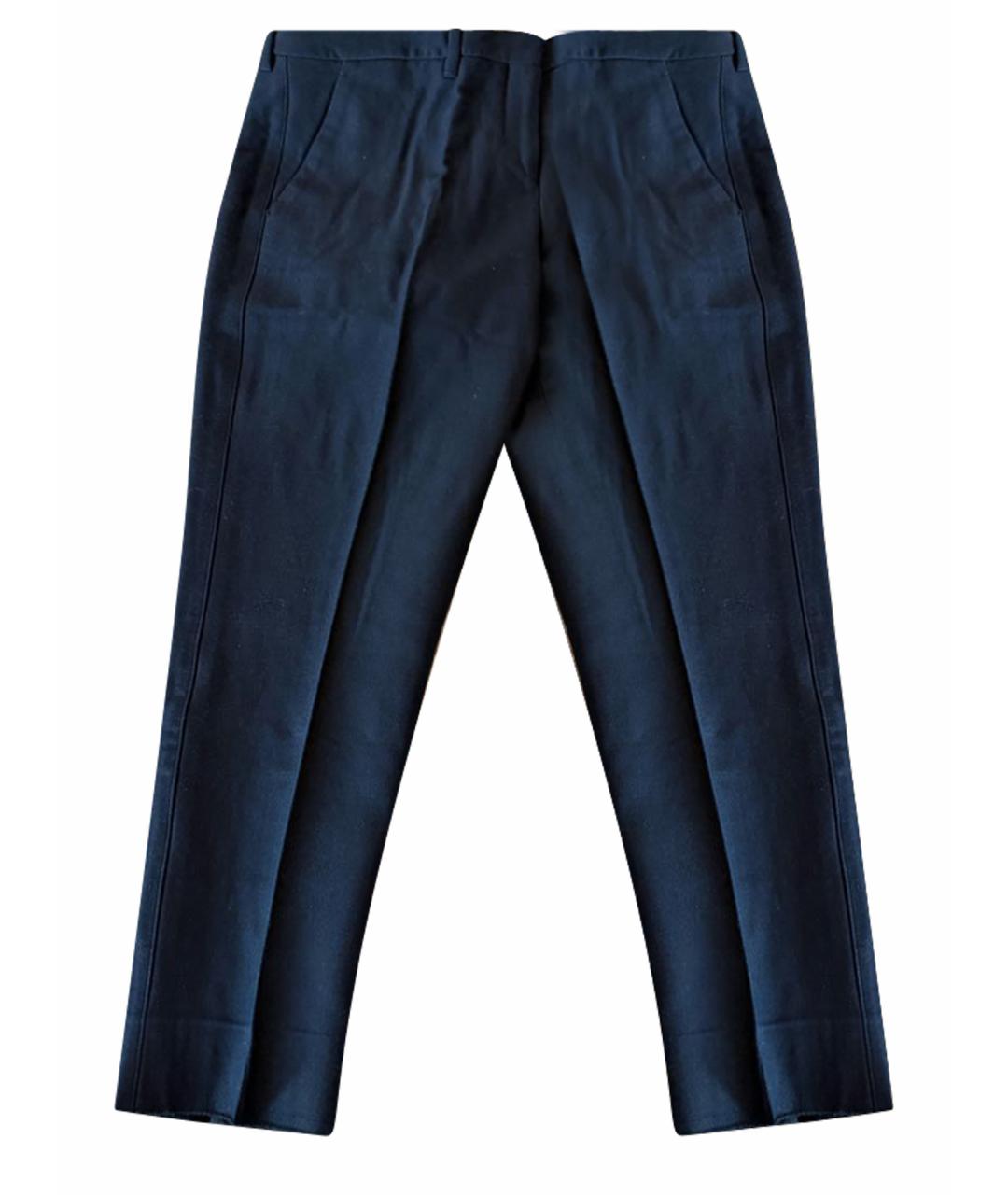 MIU MIU Темно-синие хлопковые прямые брюки, фото 1