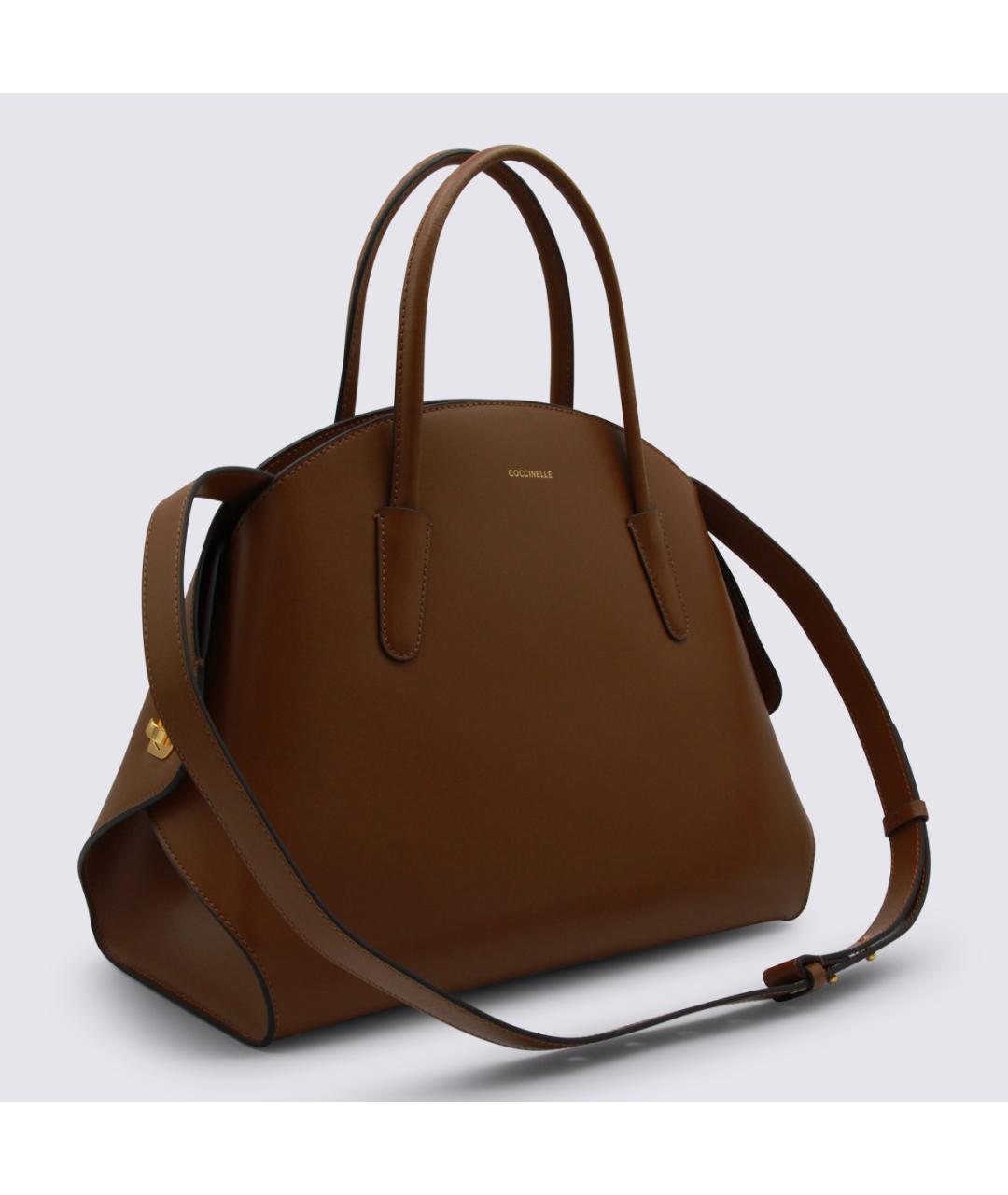 COCCINELLE Коричневая кожаная сумка тоут, фото 2