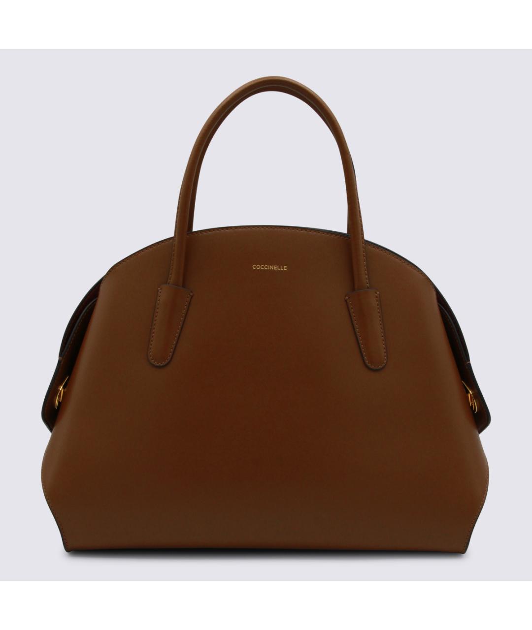 COCCINELLE Коричневая кожаная сумка тоут, фото 5