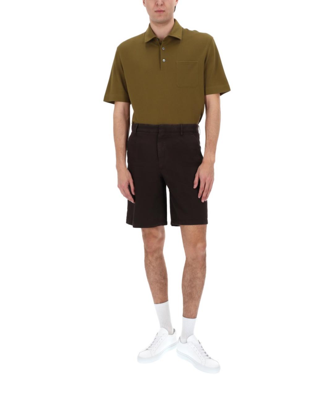 ZEGNA Коричневые хлопковые шорты, фото 2