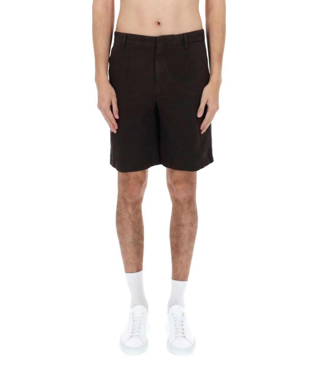ZEGNA Коричневые хлопковые шорты, фото 4