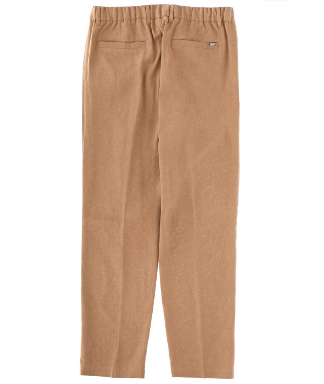 HERNO Бежевые льняные повседневные брюки, фото 2