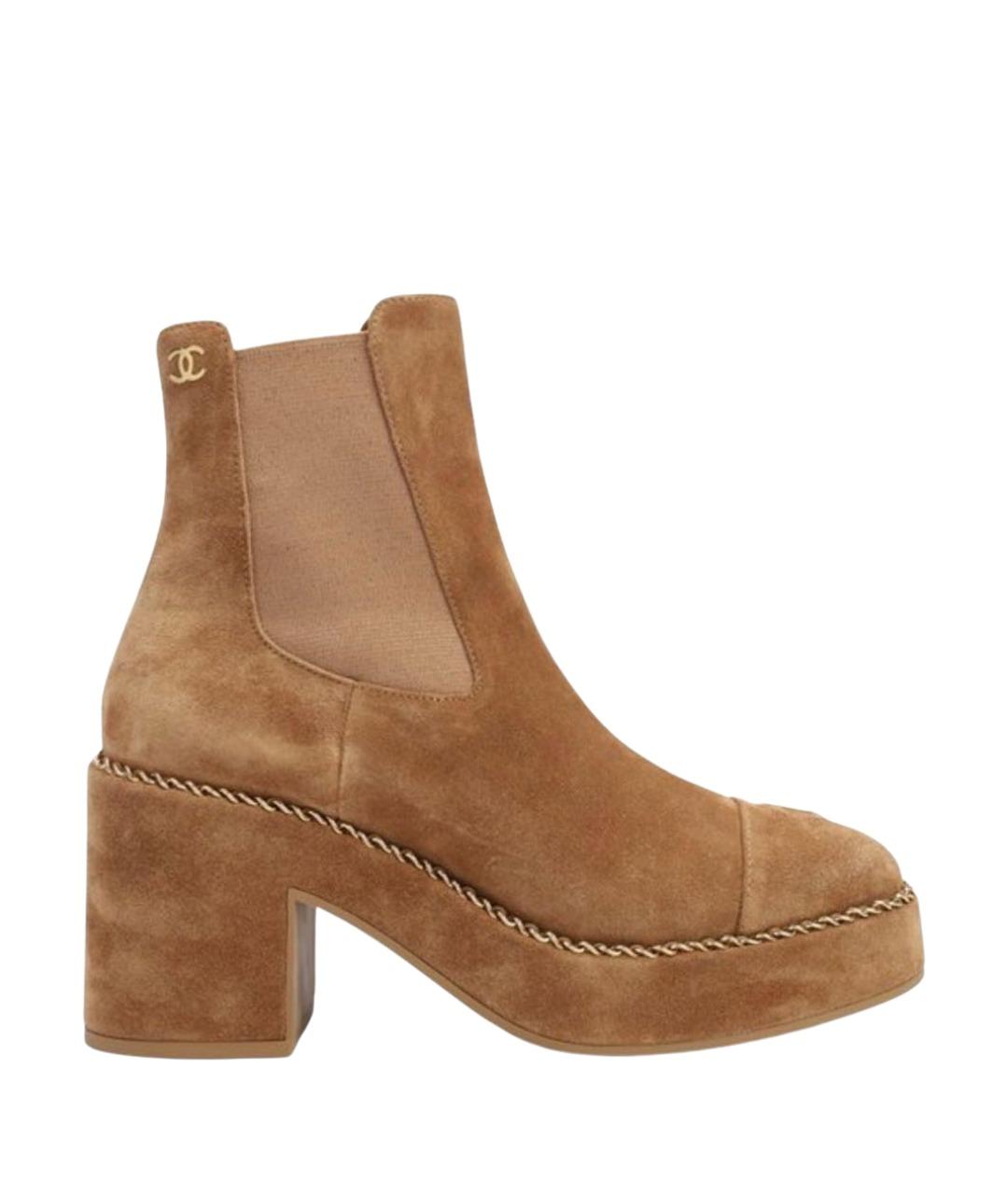 CHANEL Бежевые замшевые ботильоны, фото 1