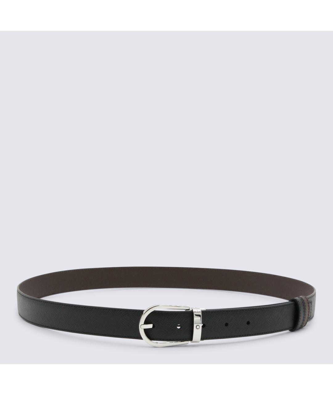 MONTBLANC Черный кожаный ремень, фото 3