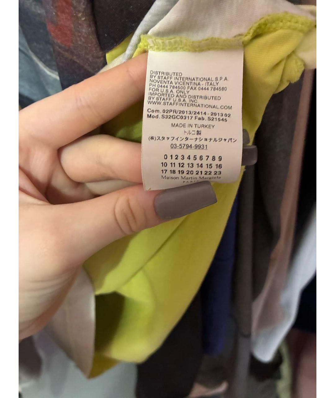 MAISON MARGIELA Желтая синтетическая футболка, фото 4