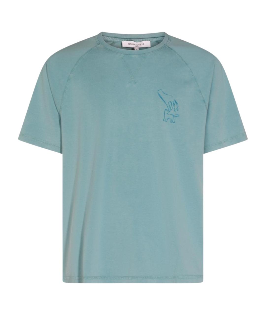 MAISON KITSUNE Синяя хлопковая футболка, фото 1