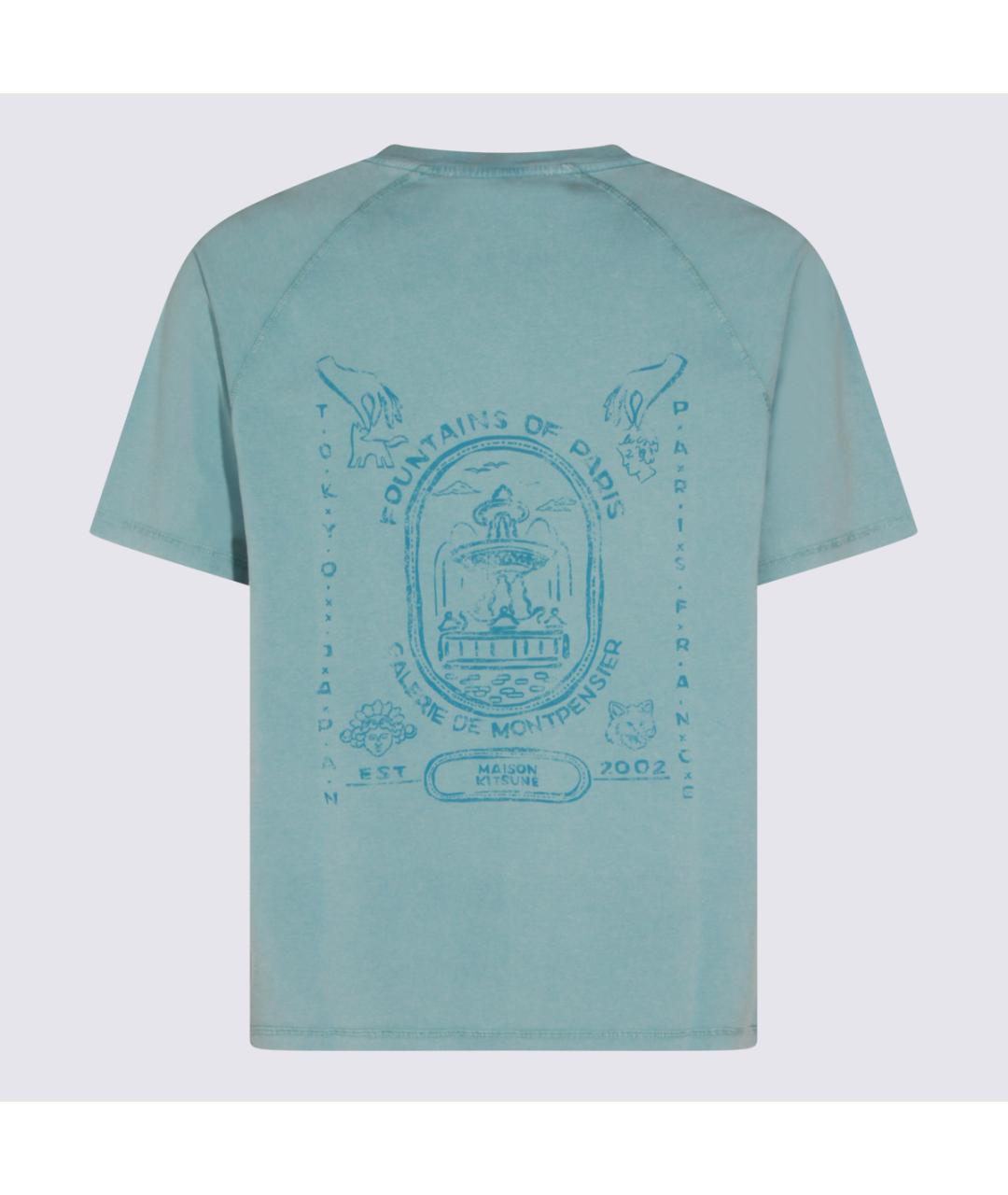 MAISON KITSUNE Синяя хлопковая футболка, фото 2