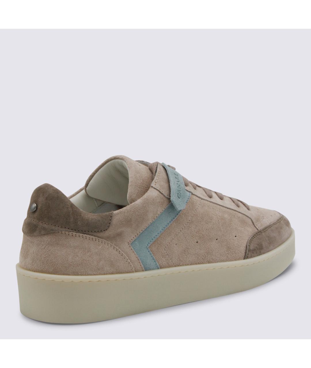 CANALI Бежевые кожаные низкие кроссовки / кеды, фото 3