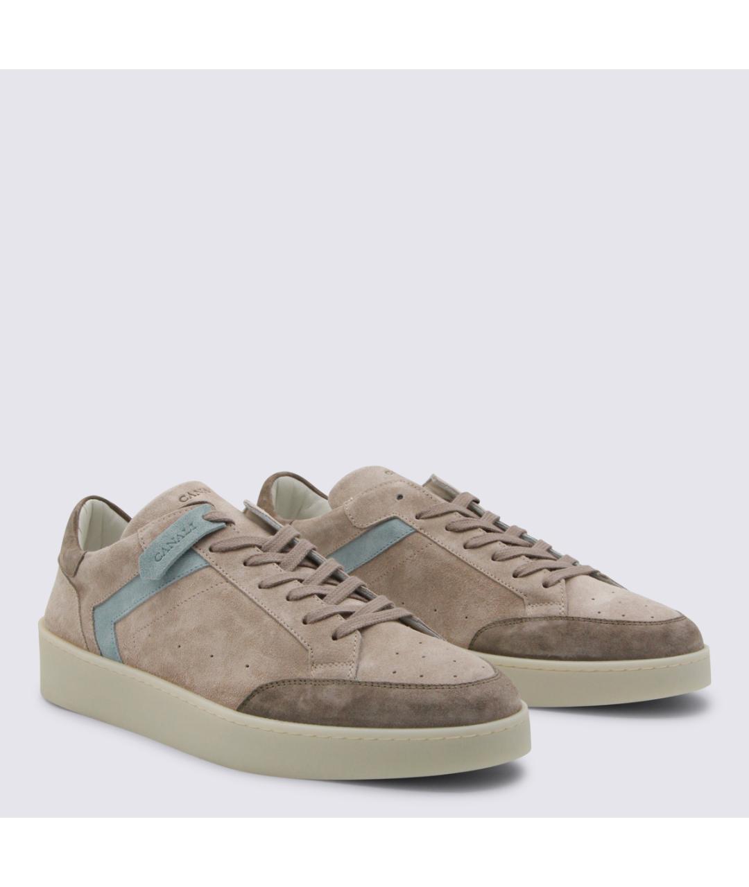 CANALI Бежевые кожаные низкие кроссовки / кеды, фото 2