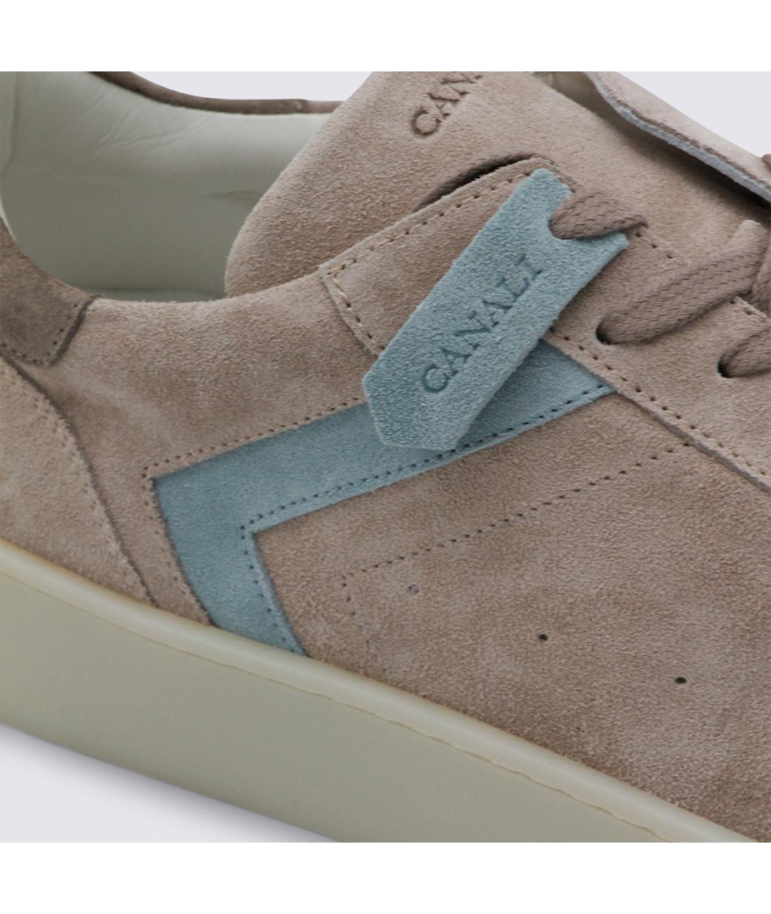 CANALI Бежевые кожаные низкие кроссовки / кеды, фото 4