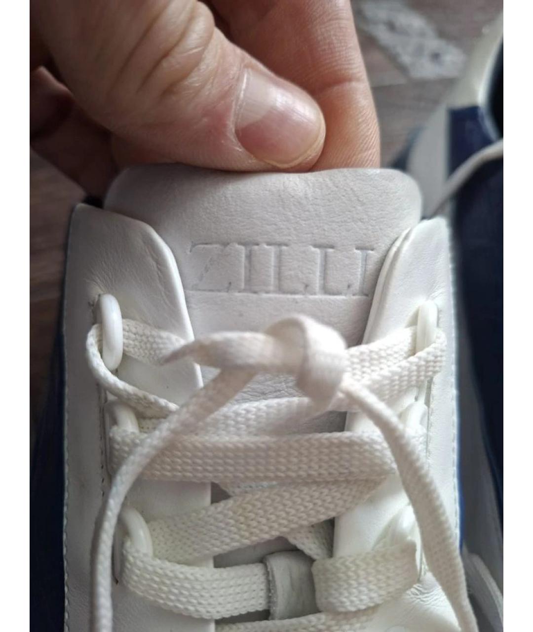ZILLI Белые кожаные низкие кроссовки / кеды, фото 5