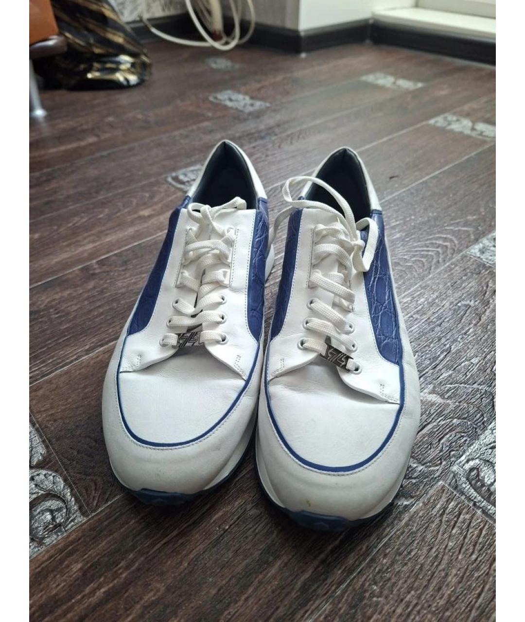 ZILLI Белые кожаные низкие кроссовки / кеды, фото 2