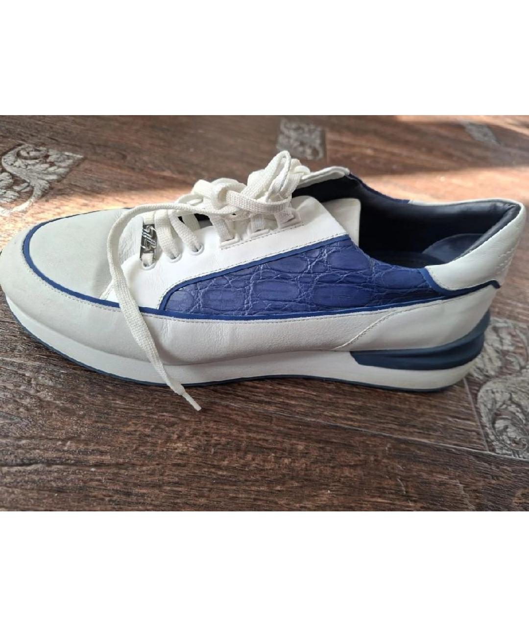 ZILLI Белые кожаные низкие кроссовки / кеды, фото 7