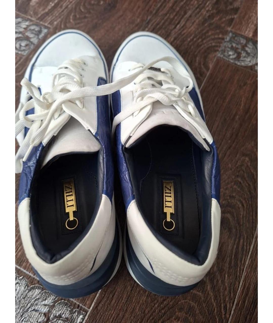 ZILLI Белые кожаные низкие кроссовки / кеды, фото 3