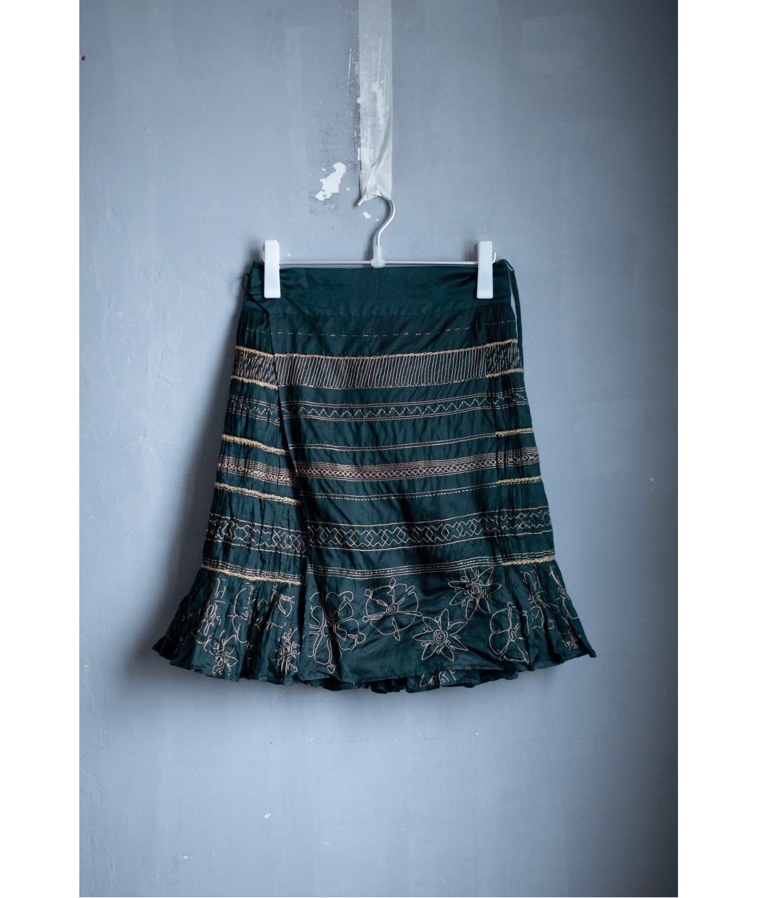 DRIES VAN NOTEN Зеленая шелковая юбка миди, фото 8