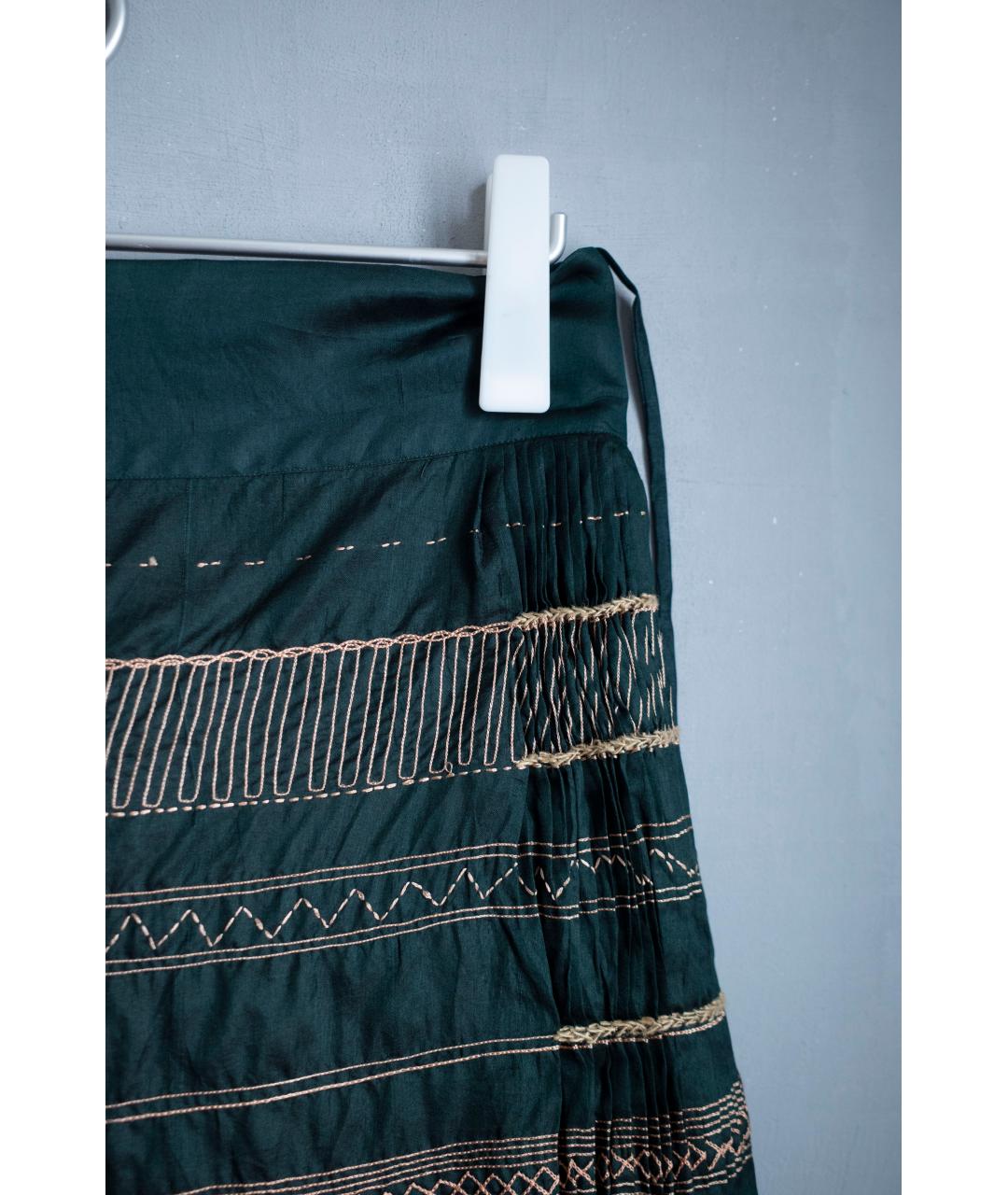 DRIES VAN NOTEN Зеленая шелковая юбка миди, фото 3