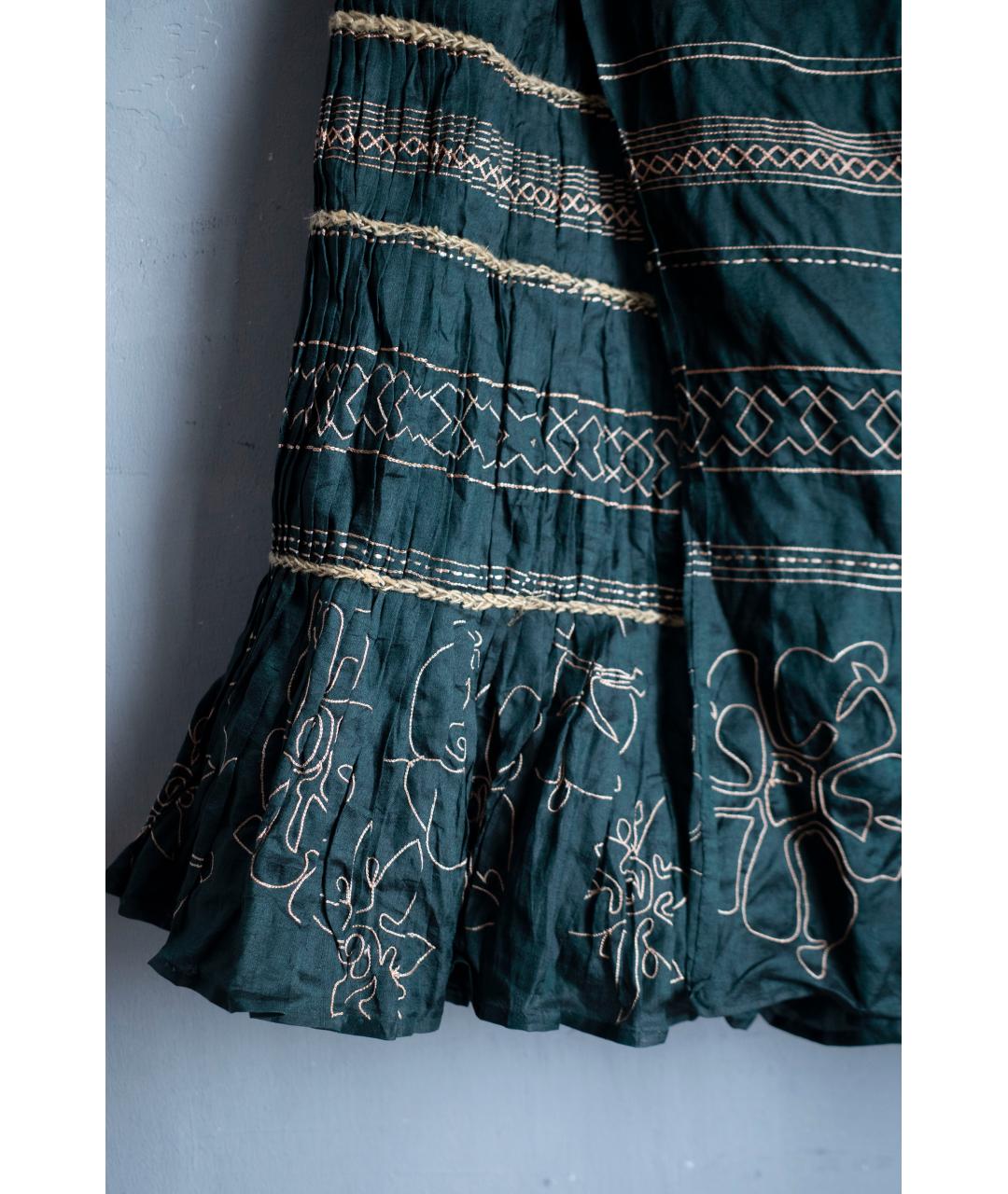 DRIES VAN NOTEN Зеленая шелковая юбка миди, фото 2