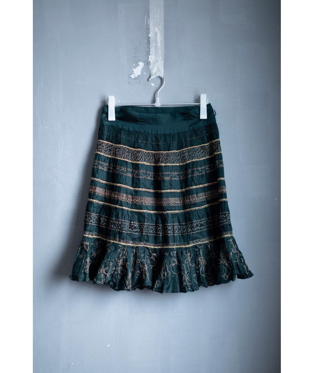 DRIES VAN NOTEN Зеленая шелковая юбка миди, фото 4