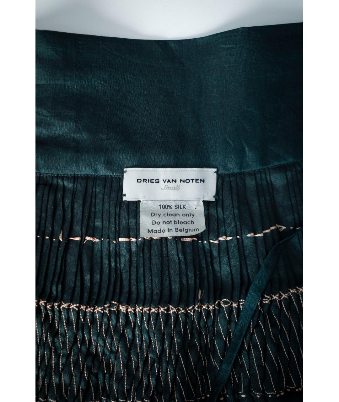 DRIES VAN NOTEN Зеленая шелковая юбка миди, фото 7