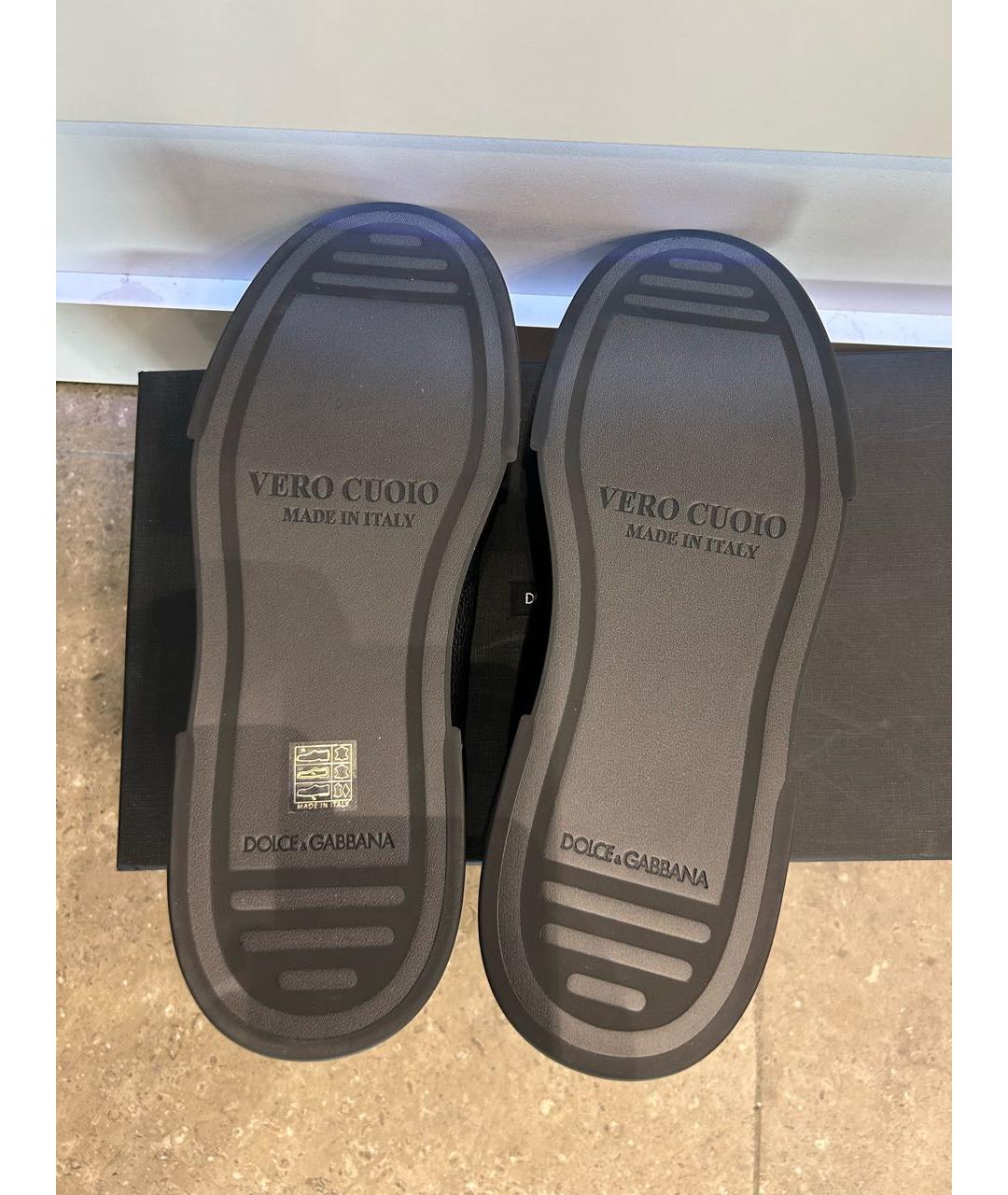 DOLCE&GABBANA Черные кожаные низкие кроссовки / кеды, фото 7