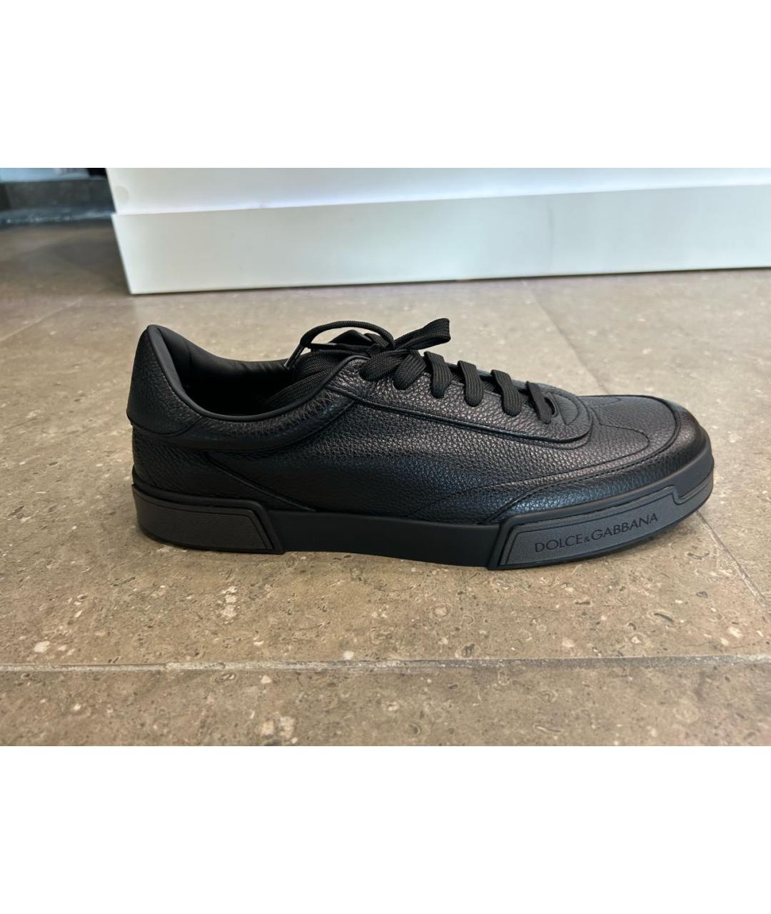 DOLCE&GABBANA Черные кожаные низкие кроссовки / кеды, фото 9