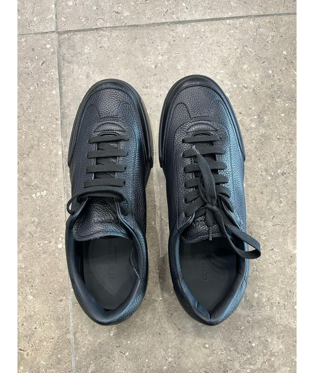 DOLCE&GABBANA Черные кожаные низкие кроссовки / кеды, фото 3