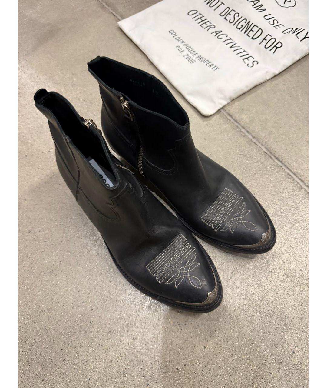 GOLDEN GOOSE DELUXE BRAND Черные кожаные ботильоны, фото 2