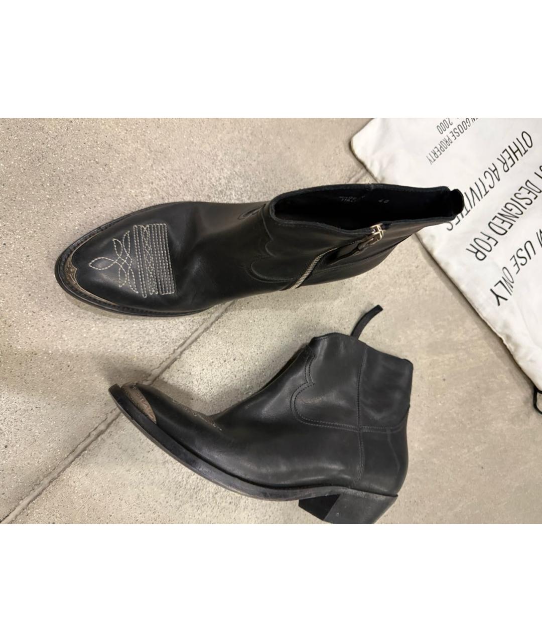 GOLDEN GOOSE DELUXE BRAND Черные кожаные ботильоны, фото 6