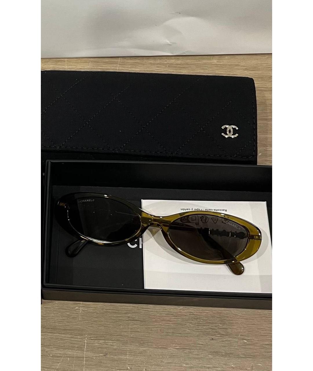 CHANEL Хаки солнцезащитные очки, фото 4