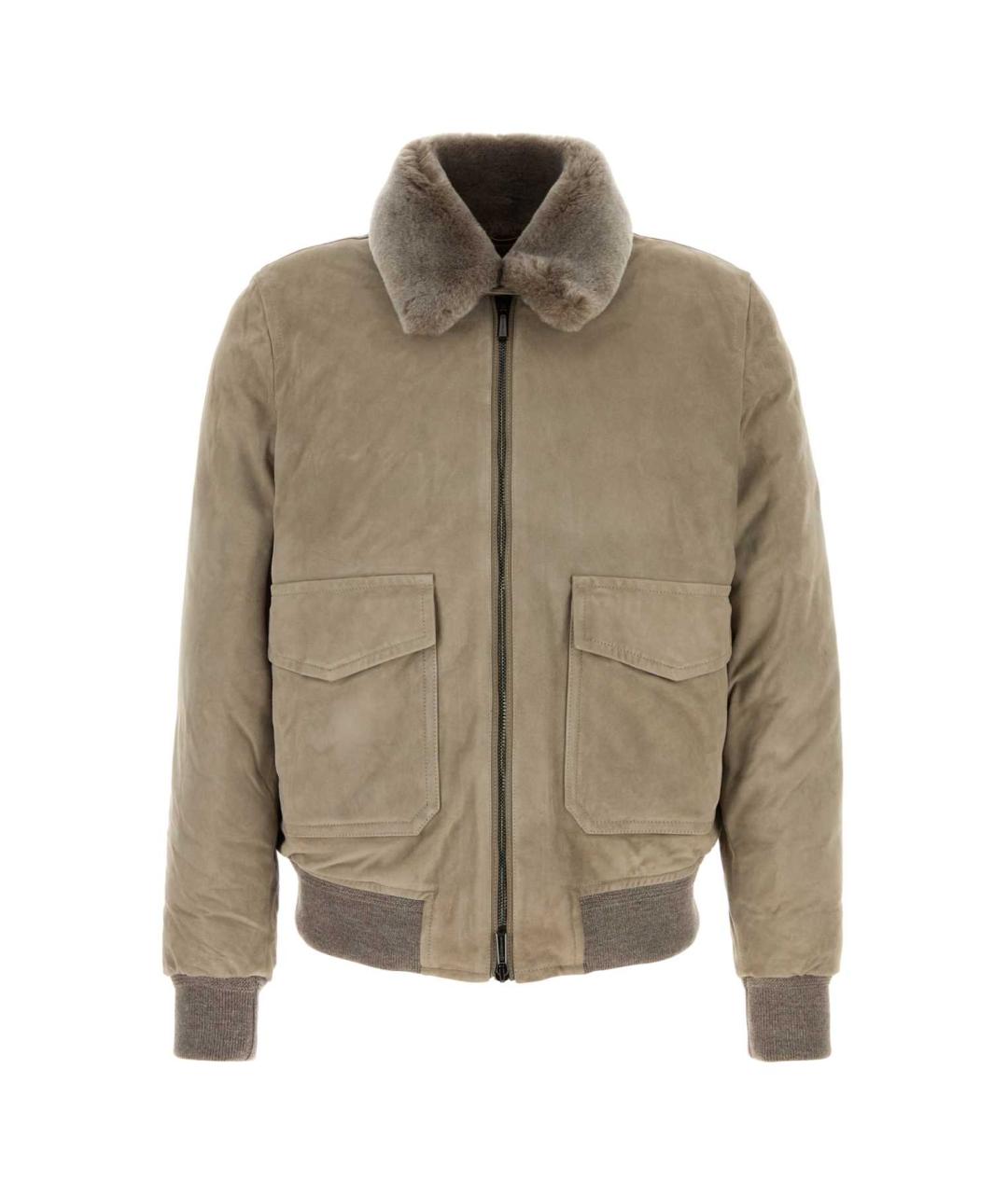 MOORER Бежевая замшевая куртка, фото 1