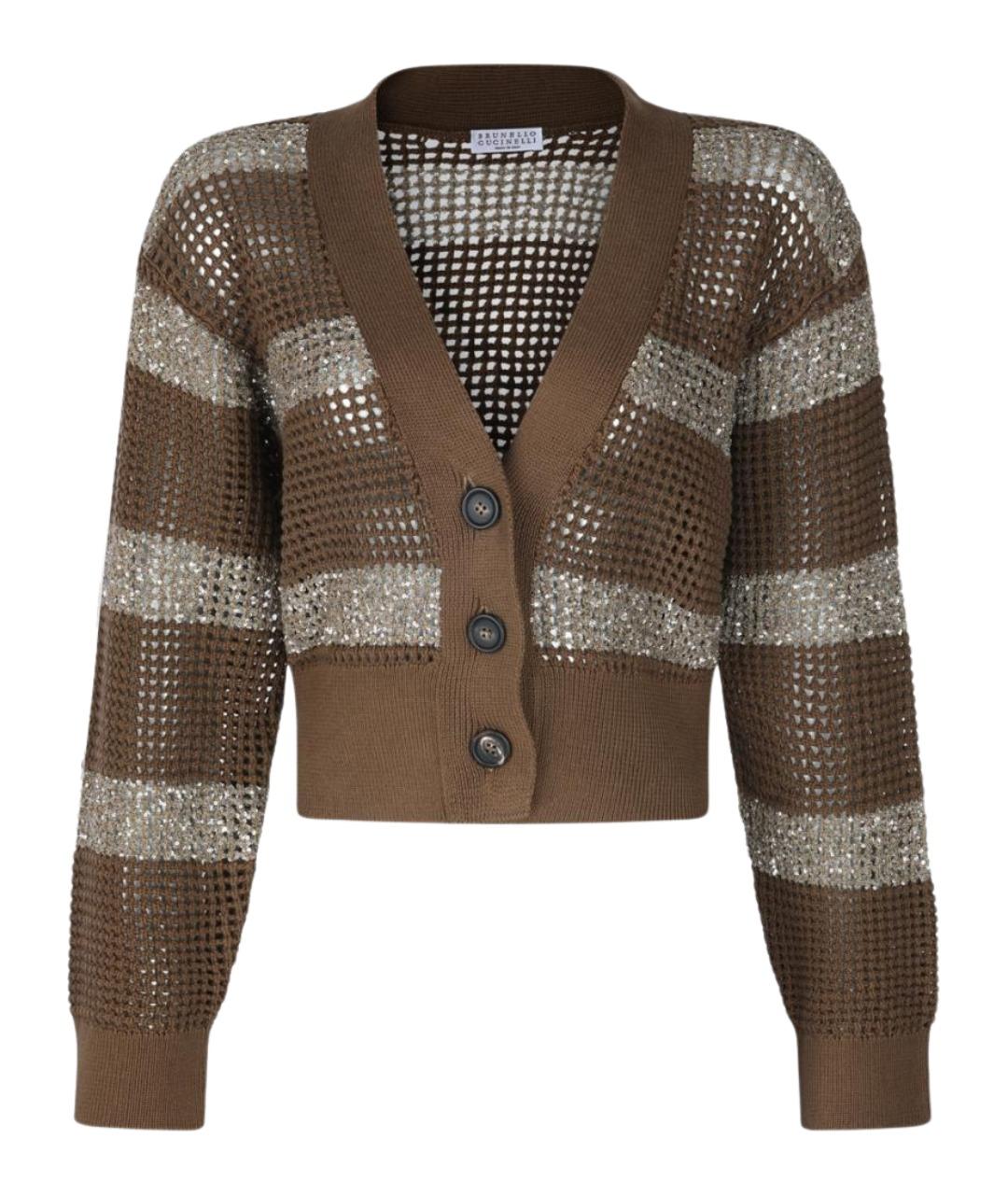 BRUNELLO CUCINELLI Коричневый хлопковый кардиган, фото 1