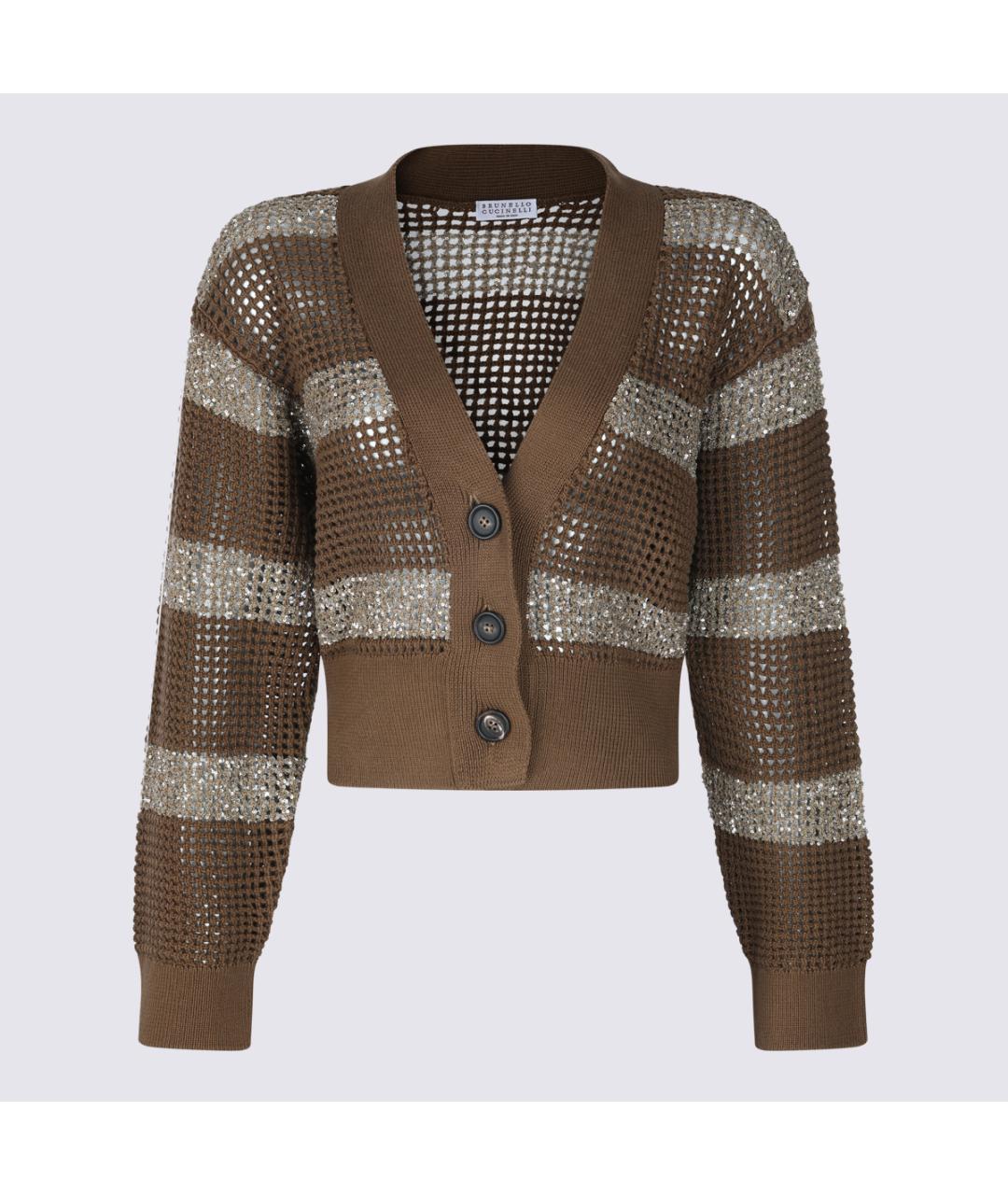 BRUNELLO CUCINELLI Коричневый хлопковый кардиган, фото 5