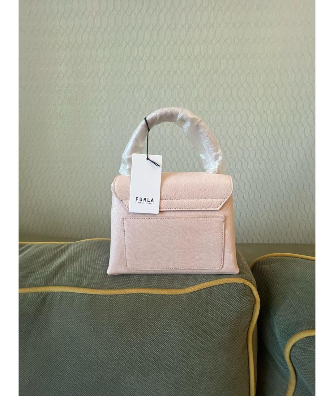 FURLA Розовая кожаная сумка с короткими ручками, фото 2