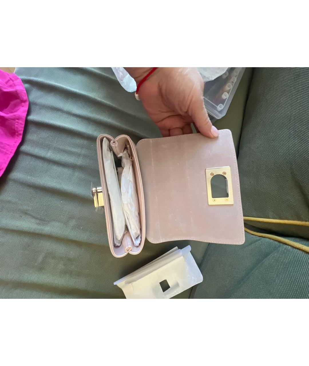 FURLA Розовая кожаная сумка с короткими ручками, фото 6