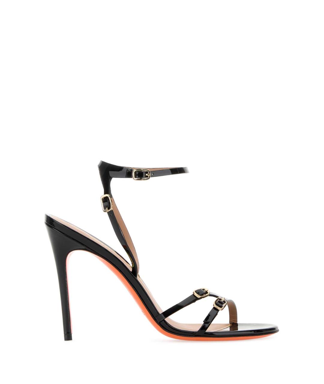 SANTONI Черные босоножки из лакированной кожи, фото 8