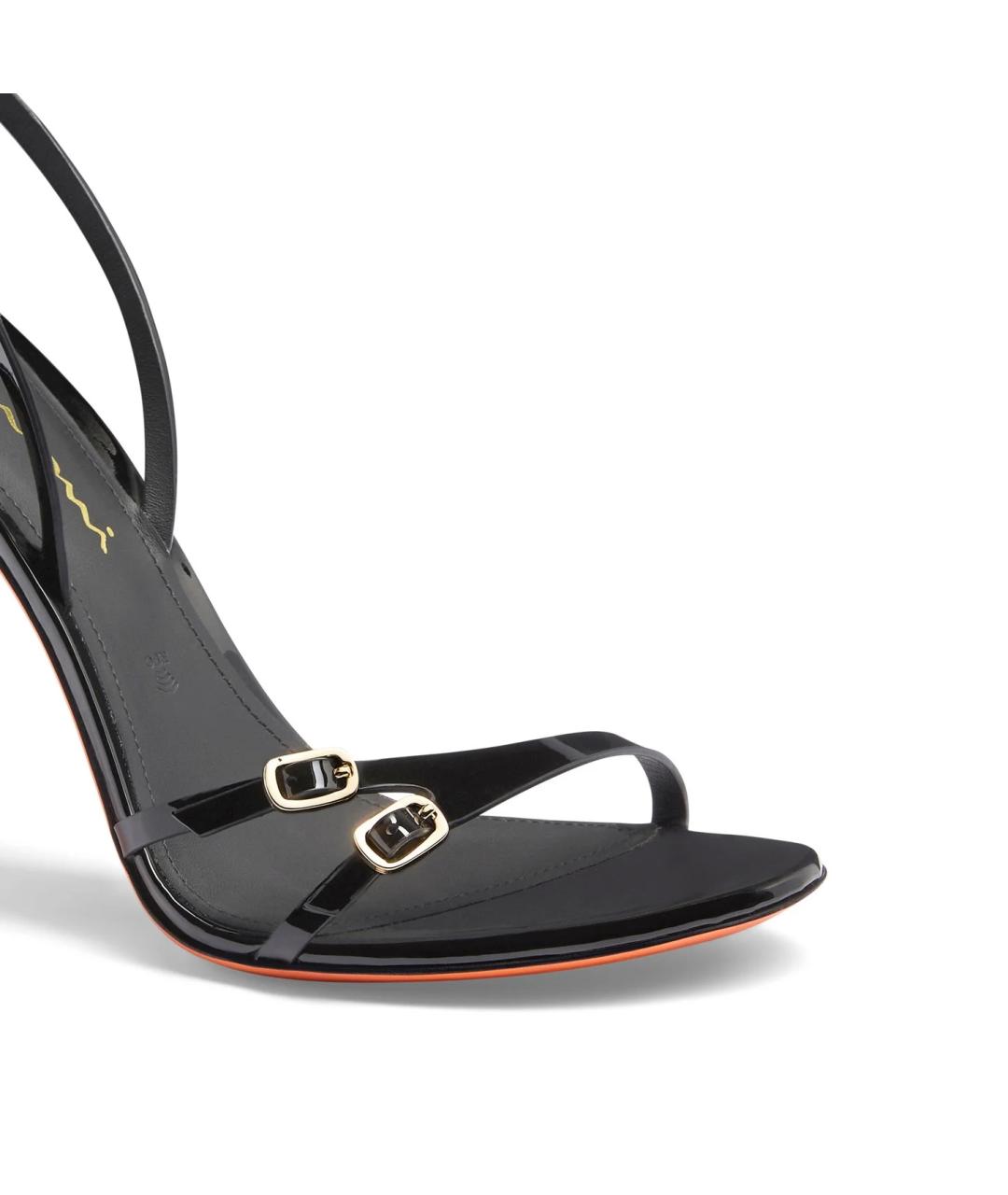 SANTONI Черные босоножки из лакированной кожи, фото 7