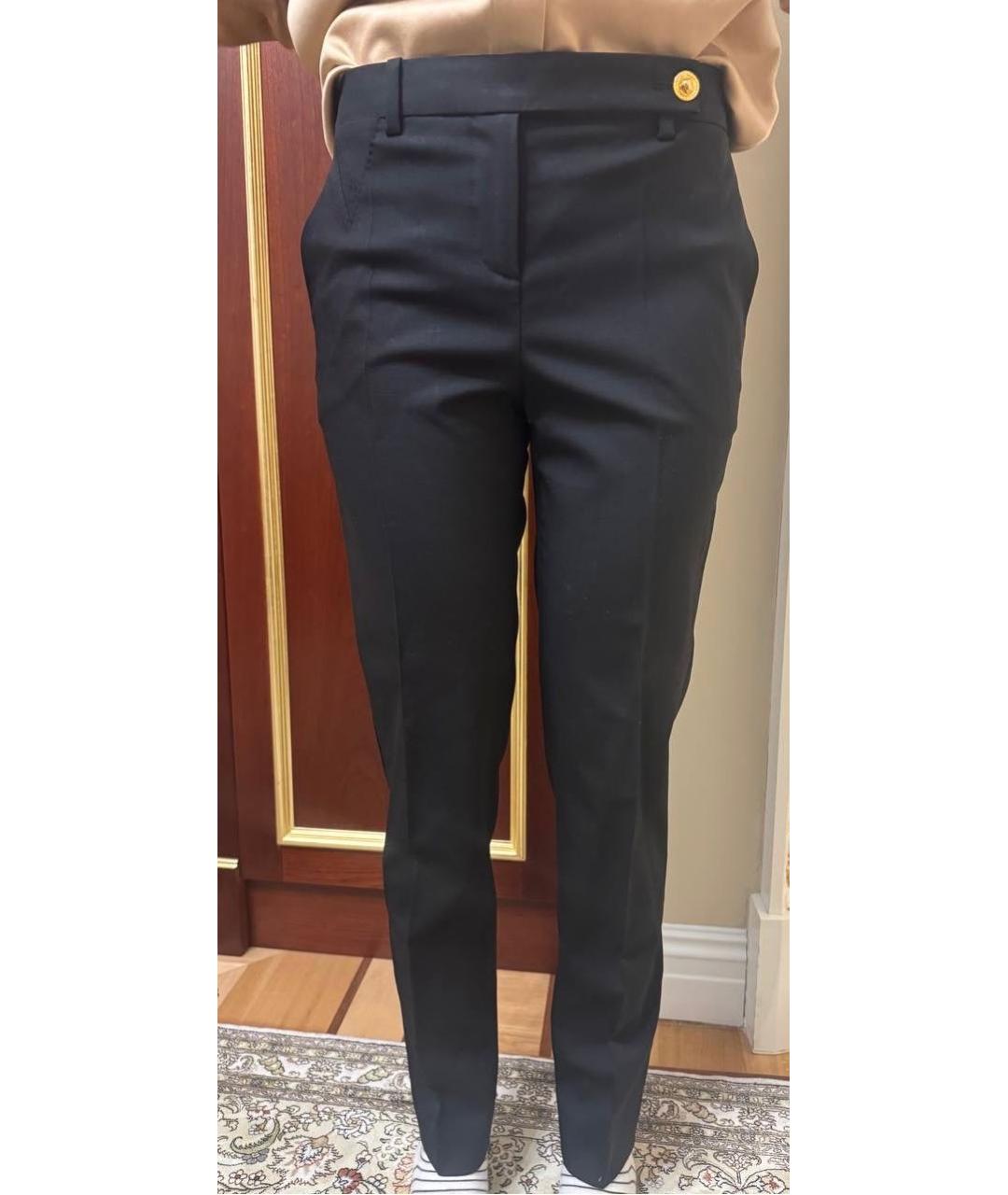 VERSACE Черные шерстяные прямые брюки, фото 4