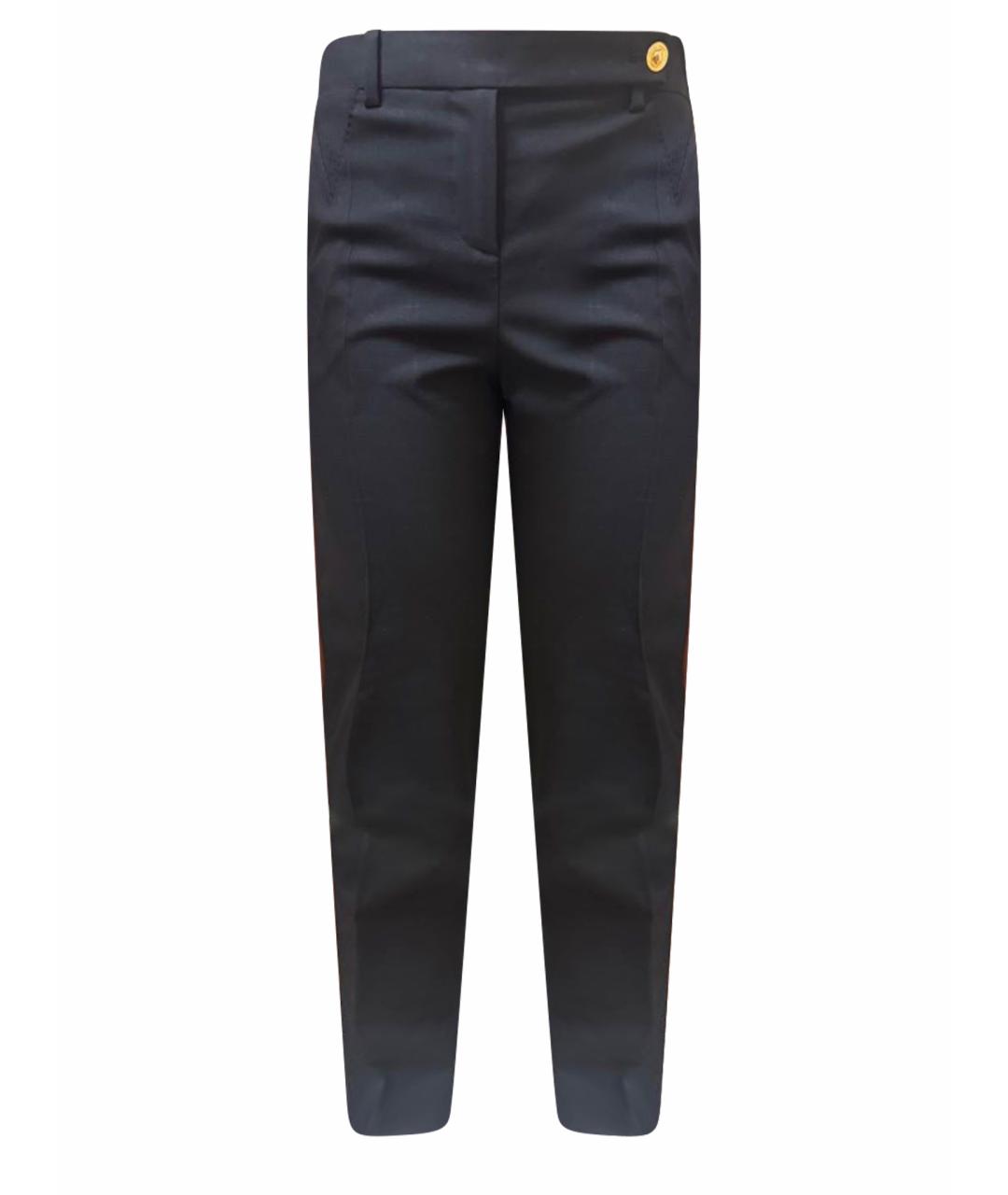 VERSACE Черные шерстяные прямые брюки, фото 1