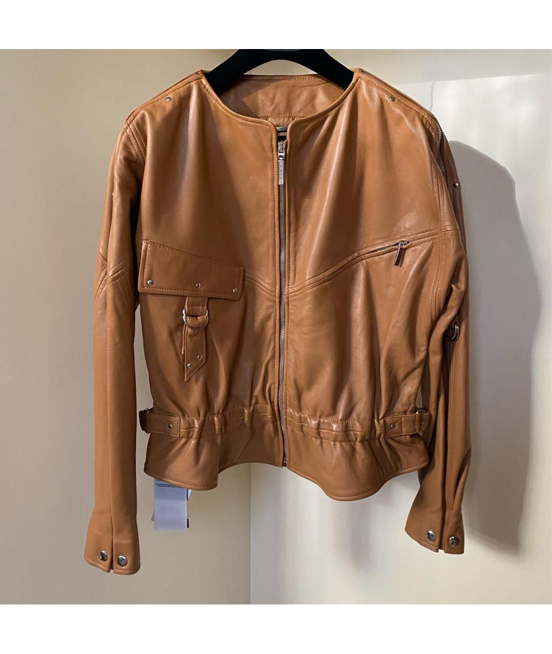 ALBERTA FERRETTI Коричневая кожаная куртка, фото 5
