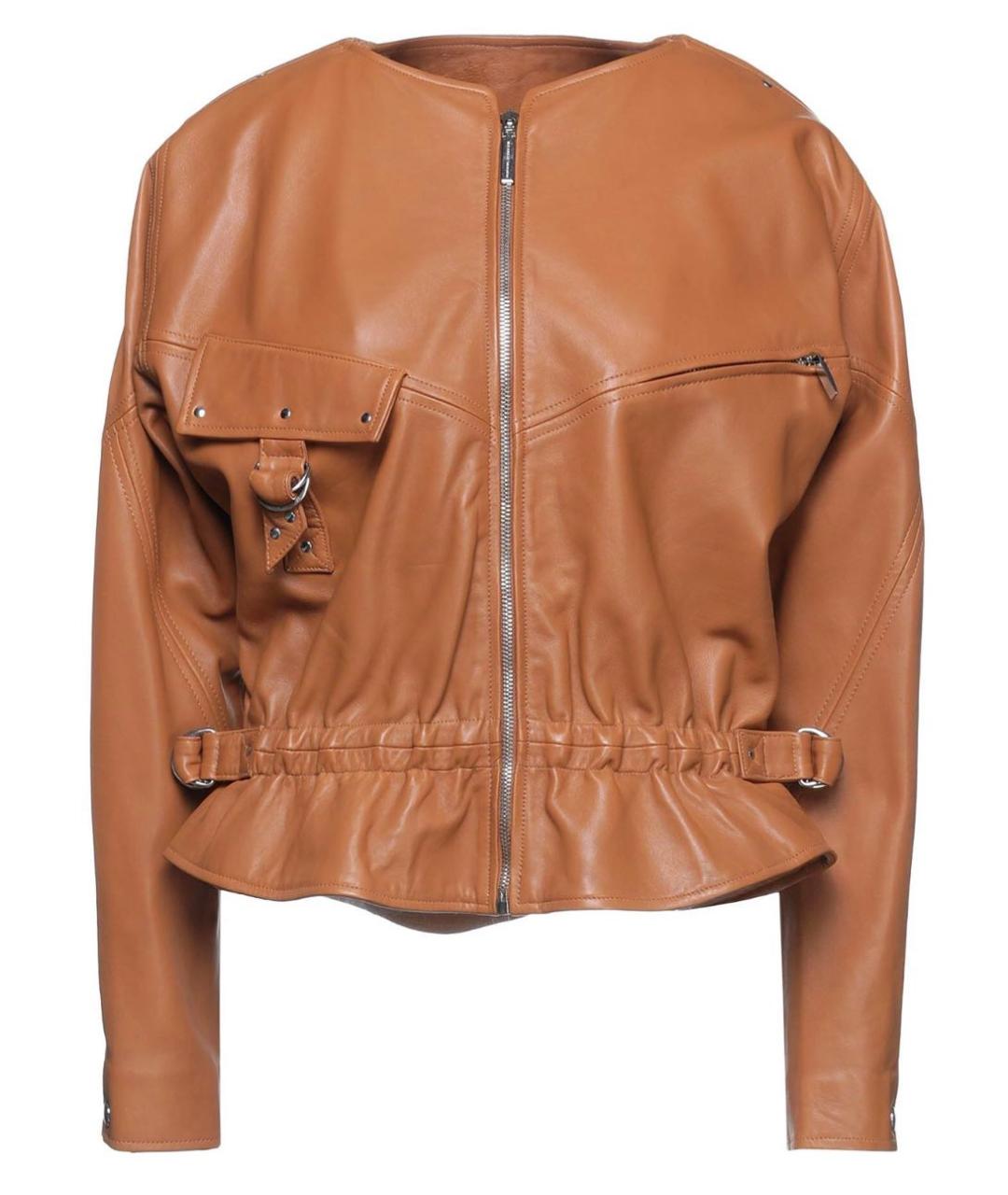 ALBERTA FERRETTI Коричневая кожаная куртка, фото 9